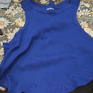 ❤️10/$20 New Cropped Blue Ribbed Sleeveless Women's Top